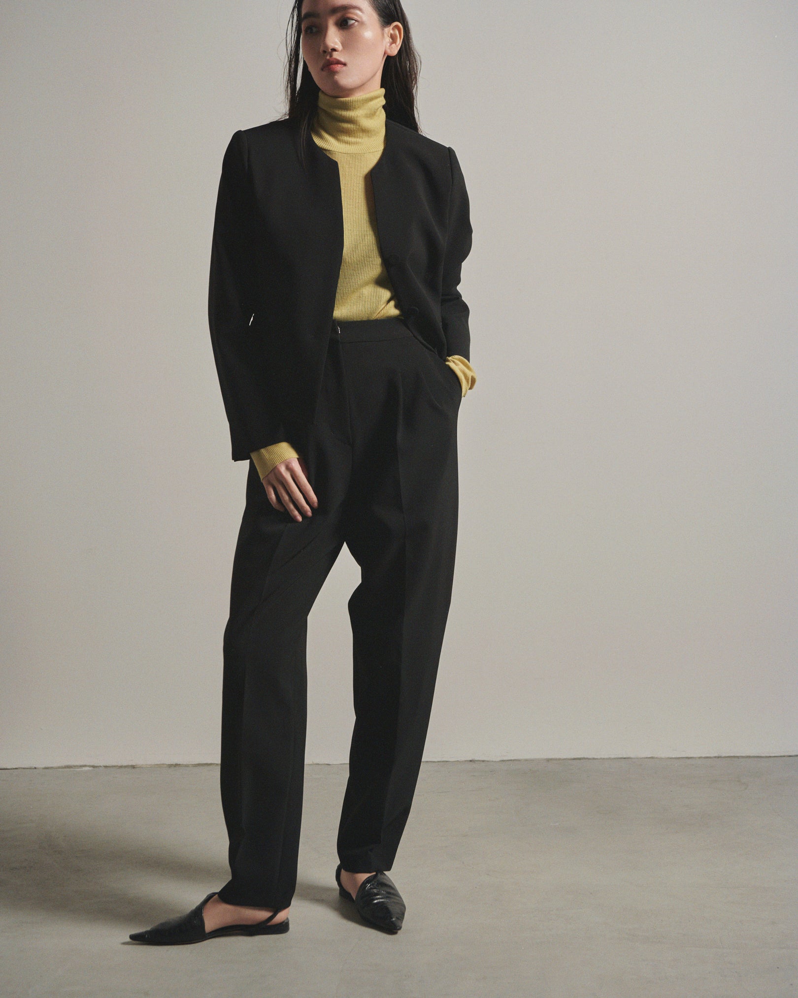 ジャケット・アウター Collerless Twill Jacket Scye] High Multi Taslan Nylon Twill Collarless Jacket サイ