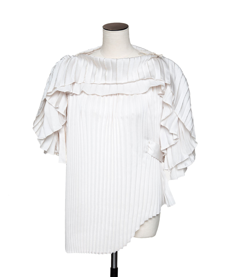 Foil Curve Pleats Tops